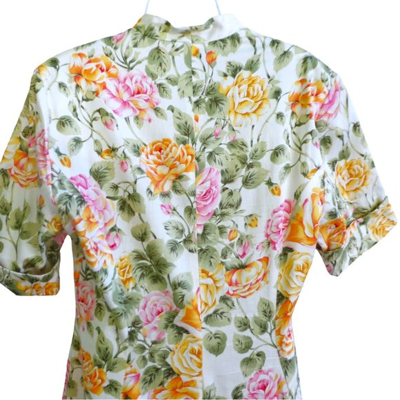 Vintage The J. Peterman Company Floral Maxi Dress Button Front Half Sleeves 14 - Picture 5 of 8